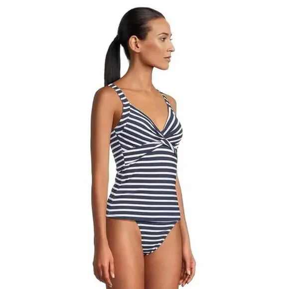 Tommy Bahama Coastline Tankini Top Women's Medium Navy Striped Swimwear JZZ938 - Picture 7 of 10